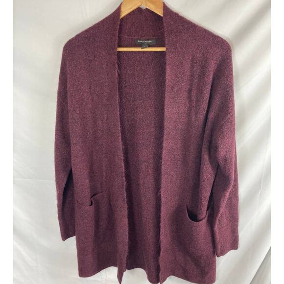 Banana Republic Fuzzy Knit Maroon Longline Cardigan Sweater Size Small - Picture 1 of 7
